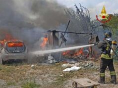 Incendio di un ricovero di attrezzi a Cadelbosco Sopra