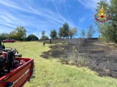 Sterpaglie a fuoco ieri pomeriggio in un campo a Monterenzio