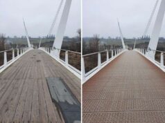 Sassuolo, lavori di manutenzione al ponte ciclo pedonale sul fiume Secchia