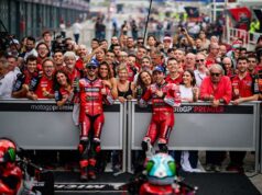 I piloti del Ducati Lenovo Team sul podio nella gara di Misano: Francesco Bagnaia è secondo al traguardo davanti ad Enea Bastianini, terzo