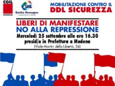 Cgil e Uil Modena: domani mercoledì 25 settembre, presidio in Prefettura contro il Ddl Sicurezza