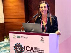 Francesca Federzoni, vicepresidente di Legacoop Estense, interviene a New Delhi alla Conferenza Globale delle Cooperative