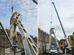 Garisenda, iniziato a Pisa lo smontaggio dei “cavalletti”