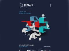 Macro-immagini rivestono il porticato di ingresso a Cersaie 2025