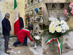 Un mazzo di rose bianche per ricordare Isaia Cassinadri, giovane albinetano ucciso dai tedeschi il giorno dopo l’Operazione Tombola