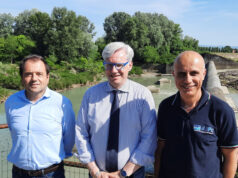 Lavori in corso alla cassa di espansione del fiume Secchia: sopralluogo del Presidente e del Direttore AIPo Bottacin e Zanichelli