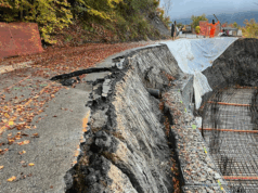 Cedimento della scarpata causa maltempo: chiusa la SP 91 a Vaglie di Ventasso