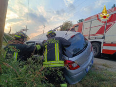 Auto fuori strada in via Pomposiana a Modena, sul posto 118 e vigili del fuoco
