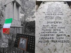 Il nome del soldato Mesini caduto sul Fronte orientale inciso nella lapide di Spezzano