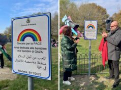 L’area giochi del parco Amendola dedicata alle bambine e ai bambini di Gaza