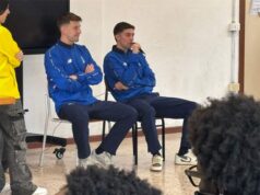 I calciatori gialloblu Magnino e Zanimacchia hanno incontrato gli studenti dell’ Ipsia “F.Corni”