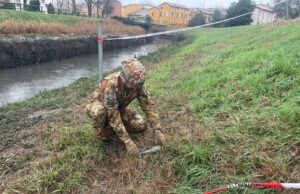 Bonifica di un ordigno in area golenale a Bastiglia