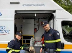 Cane di grossa taglia salvato dagli agenti della Polizia di Stato sulla tangenziale di Bologna