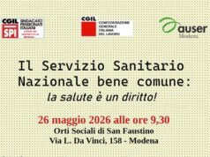 Spi Cgil – Auser Modena, “Il Servizio sanitario bene comune: la salute è un diritto!”, incontro pubblico il 26 maggio